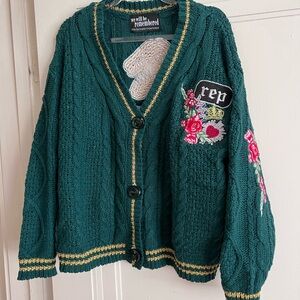 Taylor Swift Teal Embroidered Cardigan